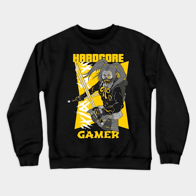 Hardcore Gamer Yellow Ninja Crewneck Sweatshirt by Gamers World Store